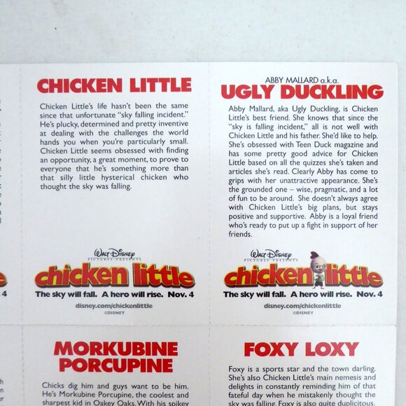NEW 2005 DISNEY CHICKEN LITTLE PROMOTIONAL PREMIERE TRADING CARD SHEET - Picture 11 of 14